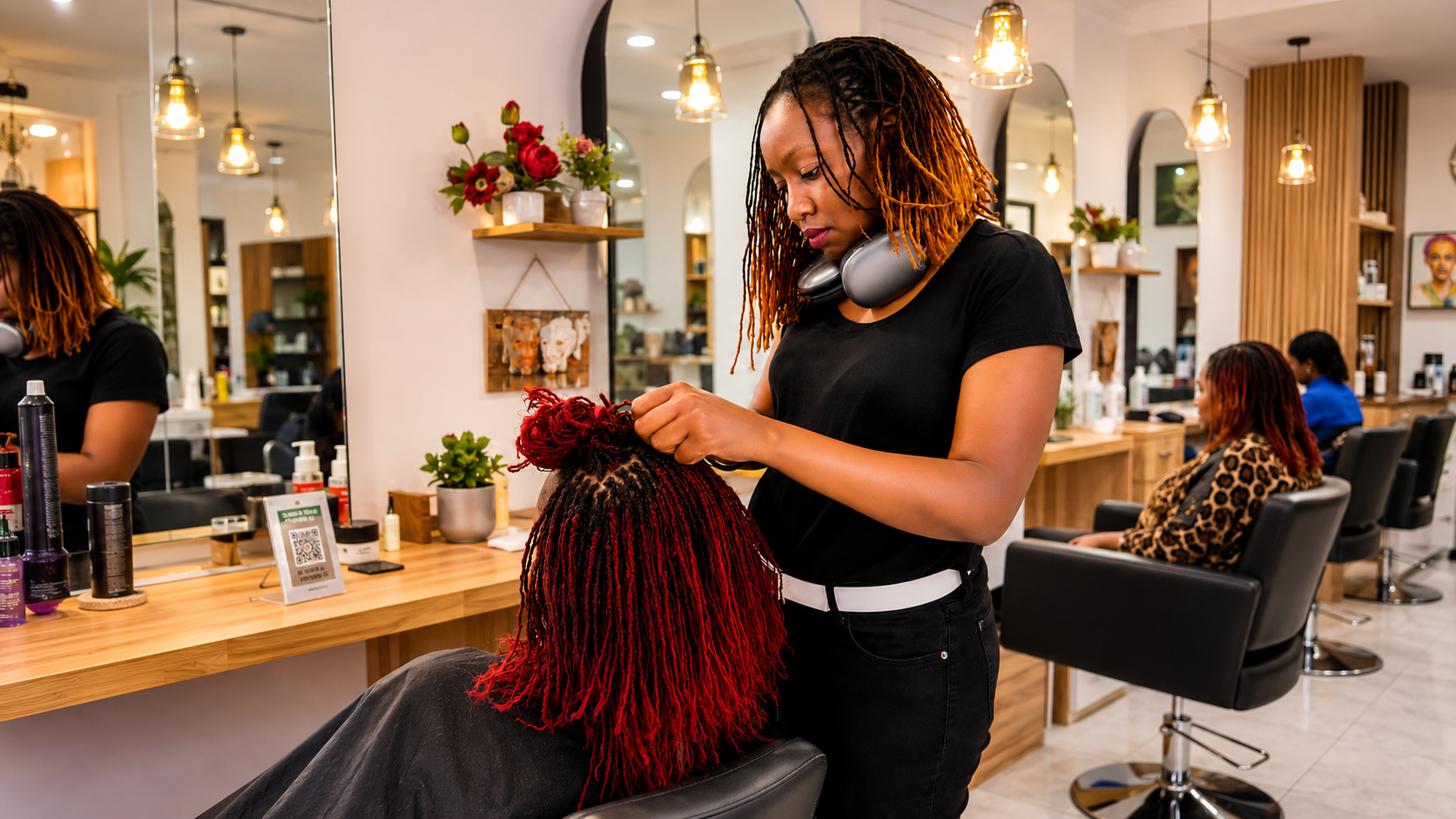 Client with finished Sisterlocks at Joy Sisterlocks Nairobi